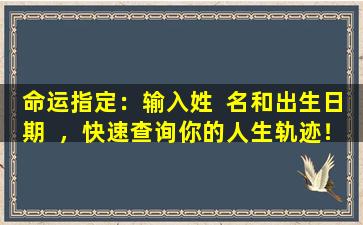 命运指定：输入姓  名和出生日期  ，快速查询你的人生轨迹！
